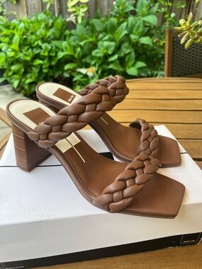 Dolce Vita Tan Braided Double-Strap Slide Mules